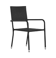 Patio Dining Chairs 6 pcs Stackable Black Poly Rattan