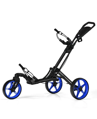 Folding Golf Push Cart with Scoreboard Adjustable Handle Swivel Wheel