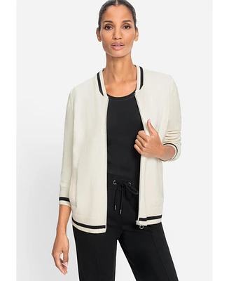Olsen Women's Sporty Zip Front Sweater Cardigan