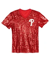 Outerstuff Big Girls Bryce Harper Red Philadelphia Phillies Name Number Sequin V-Neck Top
