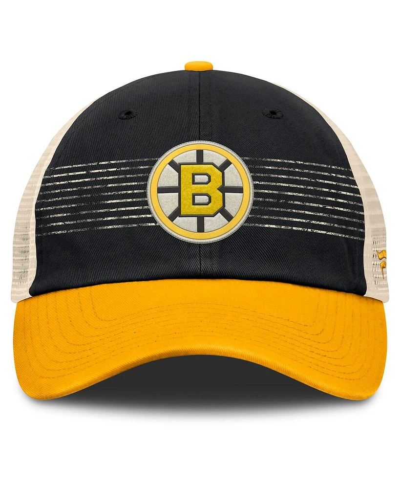 Fanatics Men's Black/Gold Boston Bruins Heritage Breakaway Trucker Adjustable Hat