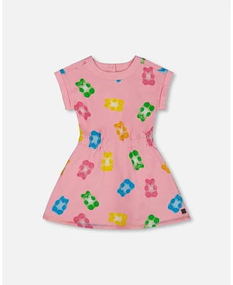 Deux par Deux Toddler Girls Printed French Terry Dress Pink Multicolored Gummies - Toddler|Child
