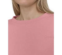 Calvin Klein Women's Logo Fleece Bubble Hem Top