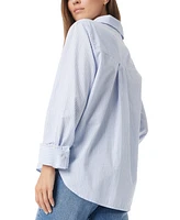Sam Edelman Women's Dorey Striped Cotton Button-Front Shirt - Blue Heron