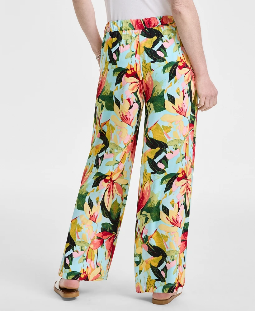 Jm Collection Women's Printed Satin Pull-On Pants, Exclusively at Macy's