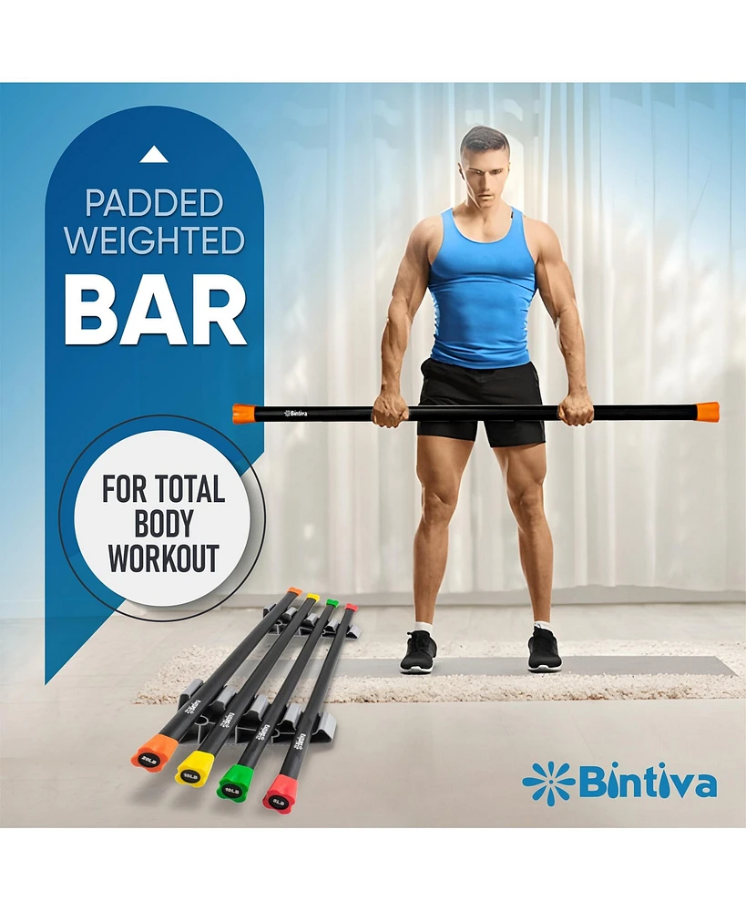 Bintiva Body Bar - Weighted Workout Bar Set - 5, 8, 12lb