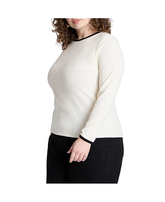 Eloquii Women's Contrast Trim Top