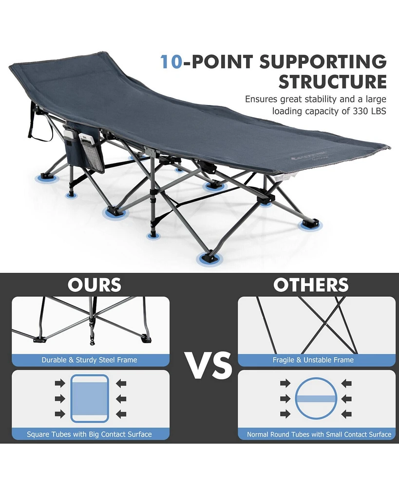 Folding Retractable Travel Camping Cot with Mattress and Carry Bag