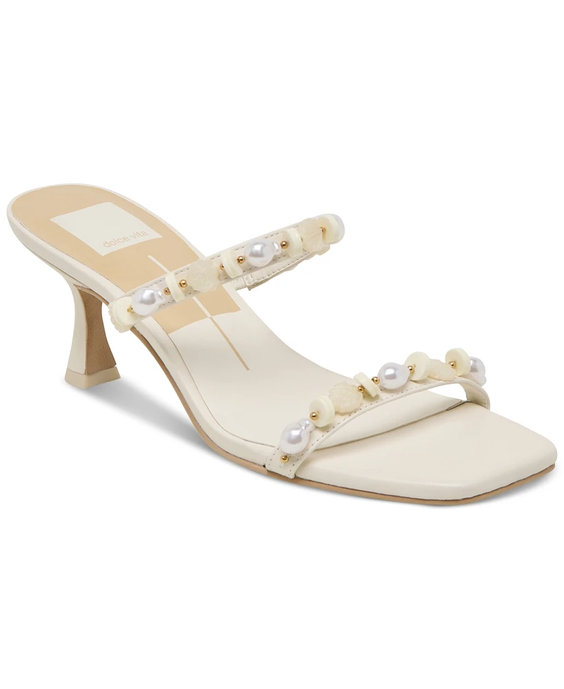 Dolce Vita Women's Grason Beaded Double-Band Kitten-Heel Dress Sandals