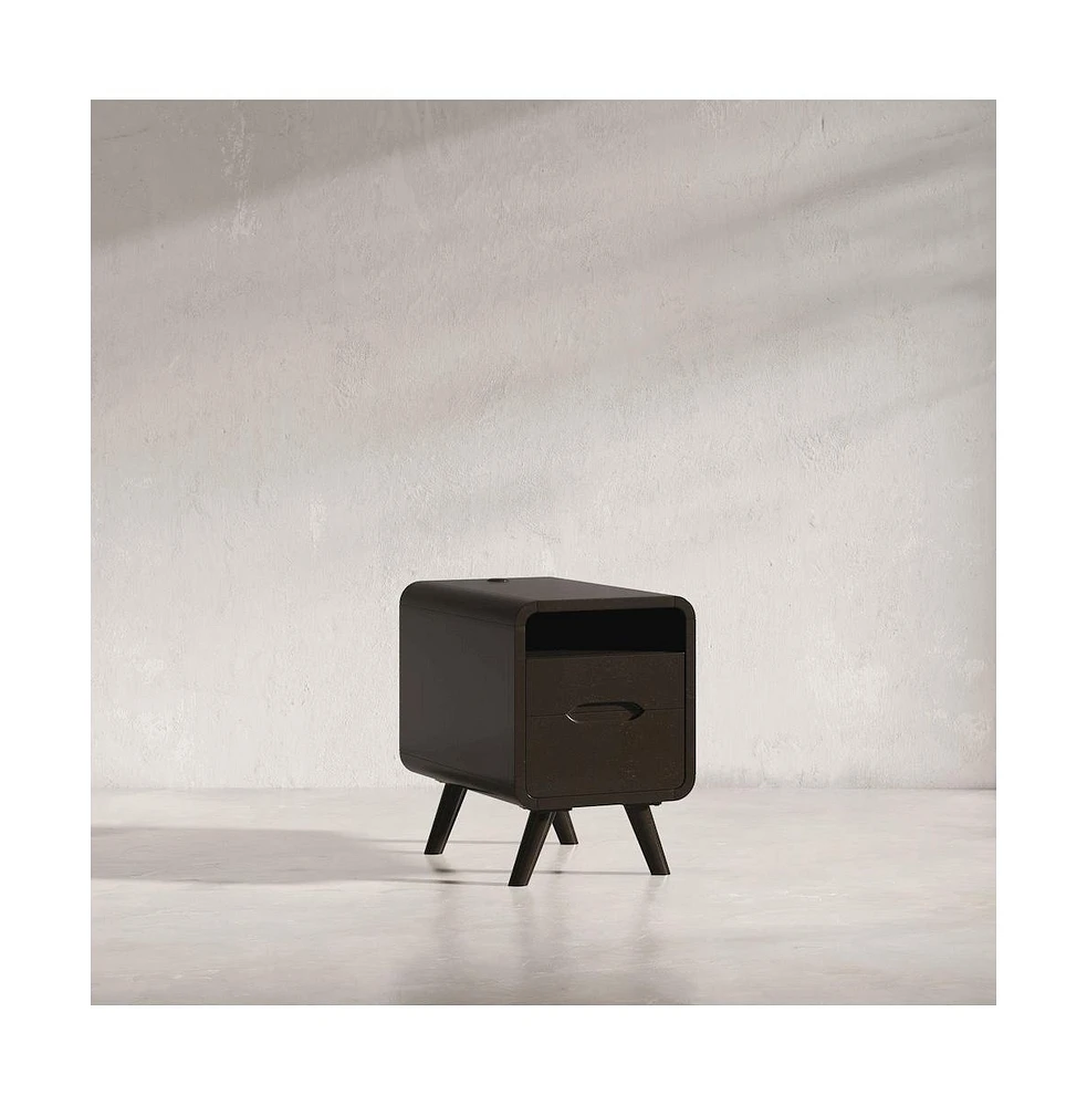 Marlowe Mid-Century Modern Usb Charging Curved Chairside End Table