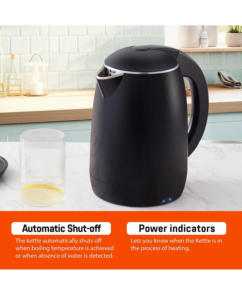Elite Cuisine 1.8-Qt. Cool-Touch Electric Kettle with Stainless Steel Interior