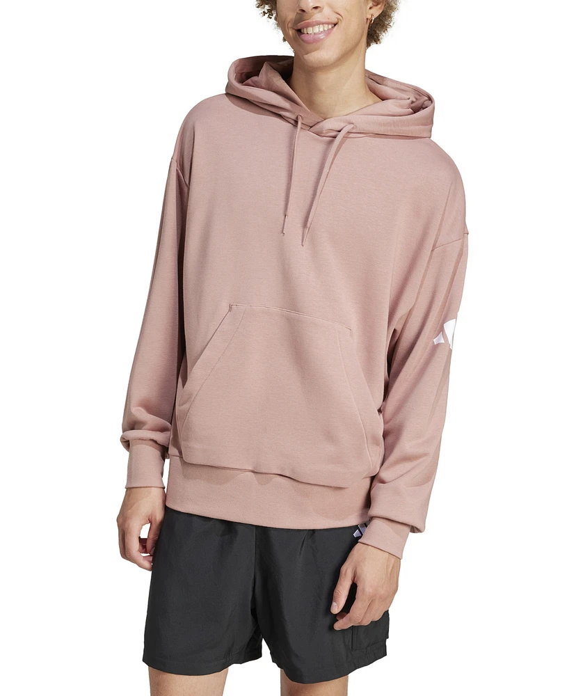 adidas Men's Essentials Three Bar Loose-Fit French Terry Hoodie