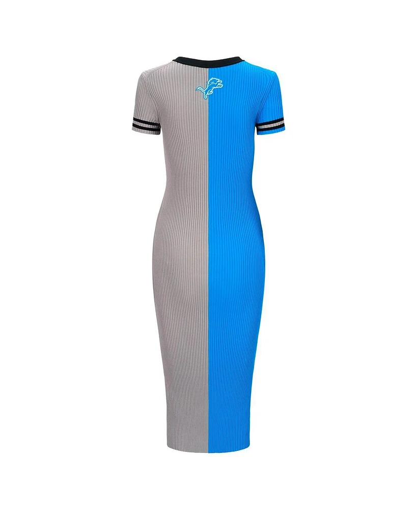 Staud Women's Blue/Silver Detroit Lions Colleen Dress