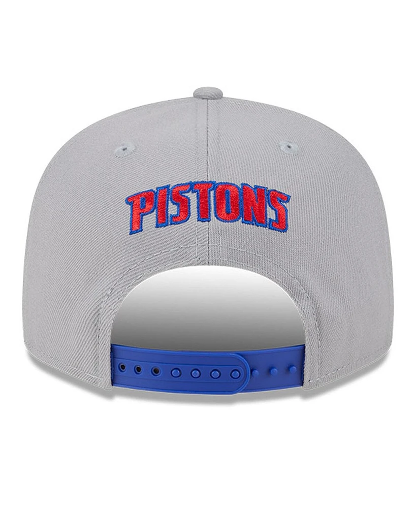 New Era Men's Gray Detroit Pistons Chenille Band 9FIFTY Snapback Hat