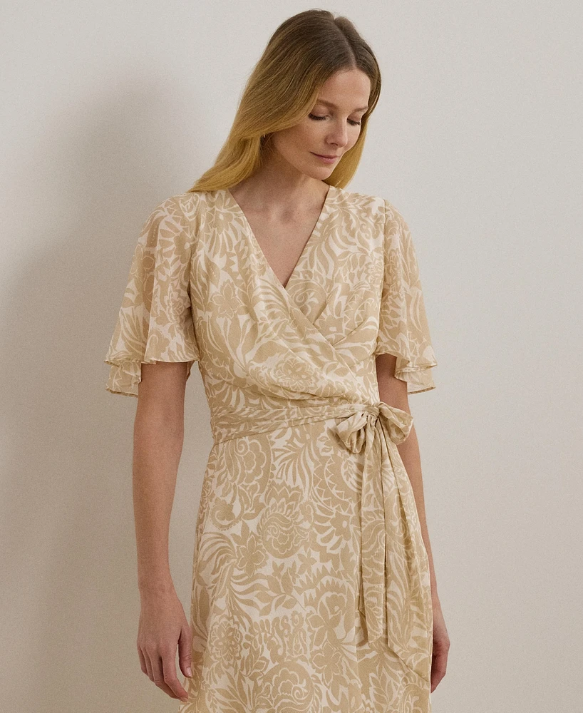 Lauren Ralph Lauren Women's Floral Belted Crinkle Georgette Dress