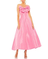 Women's Strapless Bow Tea Length Dress