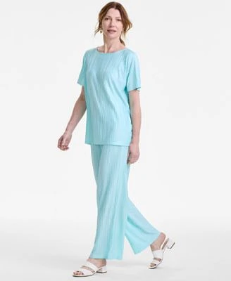 Jm Collection Womens Pleated Boat Neck Top Pleated Pants Exclusively At Macys