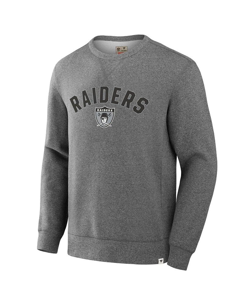 Fanatics Men's Heather Gray Las Vegas Raiders Loop Terry Pullover Sweatshirt