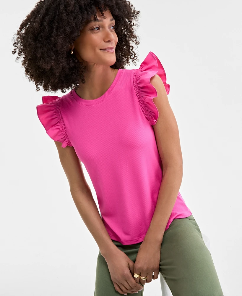 On 34th Women's Ruffle-Sleeve Knit Top, Created for Macy's