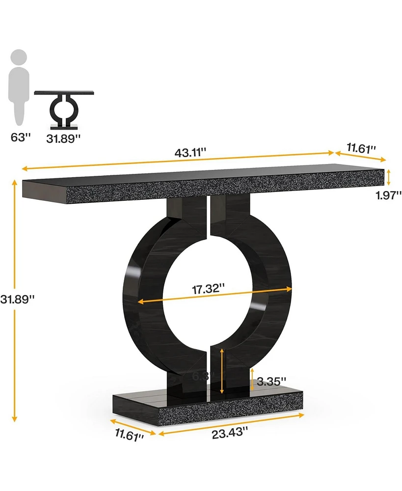 Tribesigns 43-Inch Mirrored Console Table with O-Shaped Base, Modern Entryway Table Glass Sofa Table with Mirror Finish, Rectangle Narrow Accent Foyer