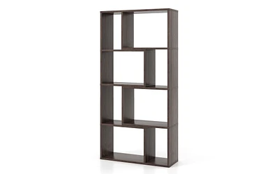 4-Tier Geometric Bookshelf with 8 Open Cubes for Living Room or Bedroom Storage