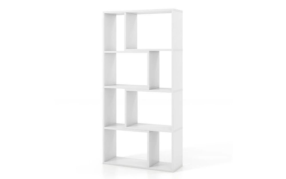 4-Tier Geometric Bookshelf with 8 Open Cubes for Living Room or Bedroom Storage