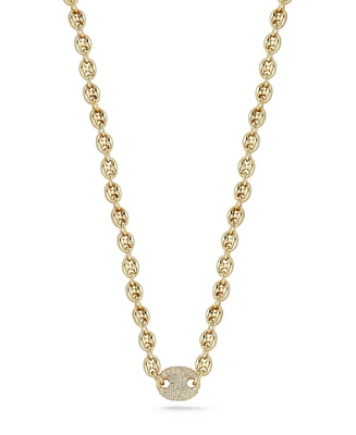 Rachel Zoe Sterling Silver Pave Mariner Link Choker Necklace