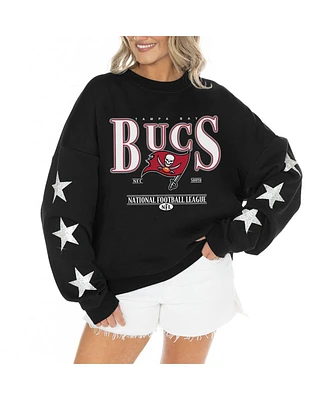 Gameday Couture Women's Black Tampa Bay Buccaneers Rhinestone Star Sleeve Settle the Score Tri-Blend Pullover