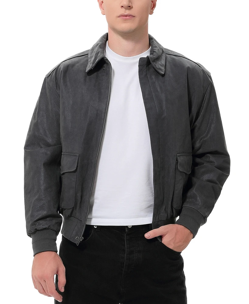 Landing Leathers Men A-2 Distressed Leather Flight Bomber Jacket
