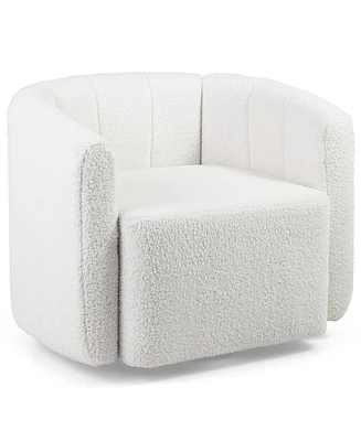 Modern Upholstered Sherpa Accent Chair with Curved Backrest and Armrests