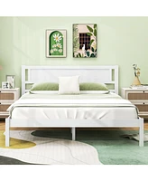 Wood Bed Frame with Headboard and Sturdy Wooden Slat Support for Mattress