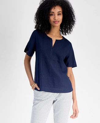 Tommy Hilfiger Women's Pintucked Linen-Blend Top
