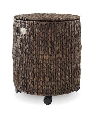 Casafield Rolling Storage Basket Natural Handwoven Hyacinth Rolling Hamper With Lid Storage Bin On Wheels For Living Room Bathroom Laundry