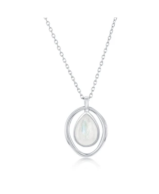 Sterling Silver, Pearshaped Mop, Oval Necklace