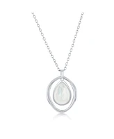 Sterling Silver, Pearshaped Mop, Oval Necklace