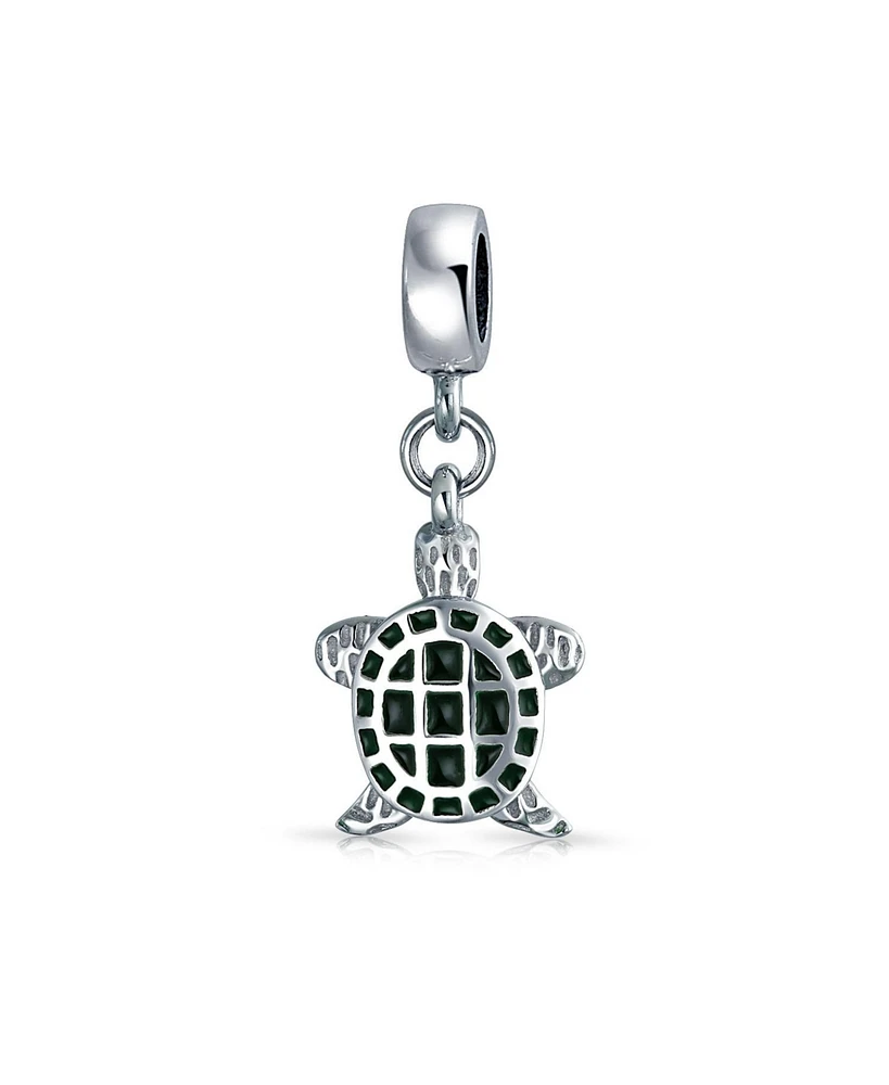 Bling Jewelry Nautical Green Turtle Dangle Charm Bead Sterling Silver European Bracelet