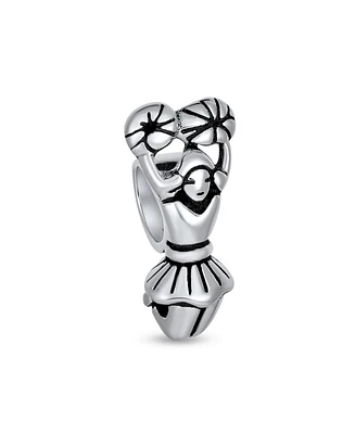 Bling Jewelry School Spirit Cheerleader Charm Bead Sterling Silver European Bracelet