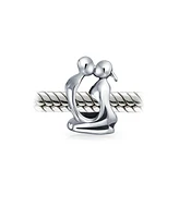 Bling Jewelry Couples Kissing Lovers Charm Bead Sterling Silver European Bracelet