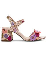 Betsey Johnson Women's Blare Floral Applique Block Heel Sandals
