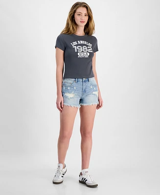Madden Girl Juniors' Festival High-Rise Distressed Shorts