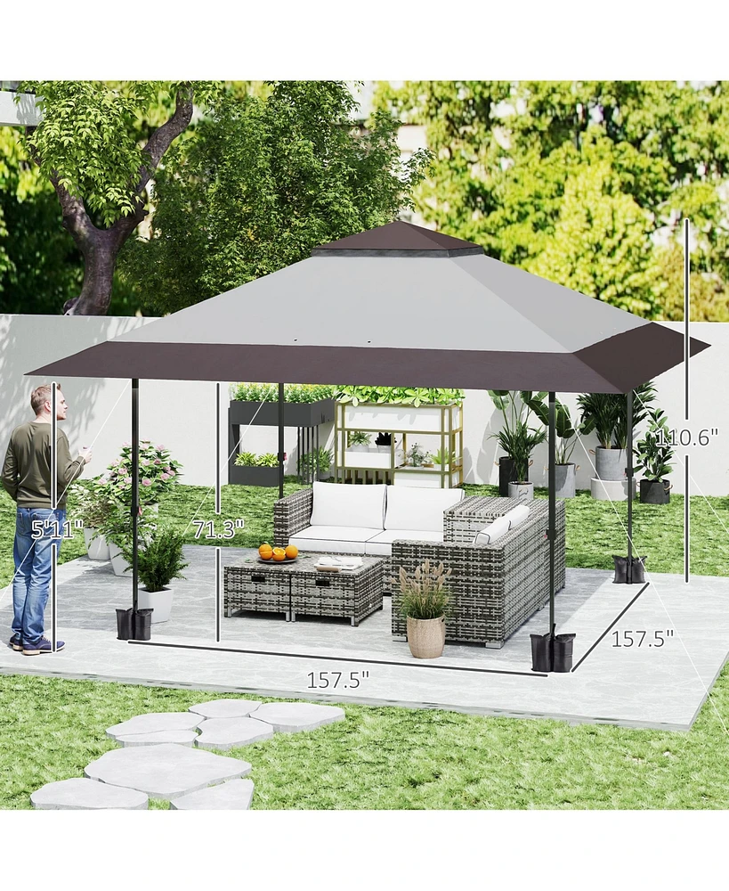 Outsunny 13'x13' Pop Up Canopy with Wheeled Carry Bag and Bags, Navy