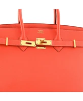 Pre-Owned HERMES Birkin 35 Handbag Red Epsom with Gold Hardware