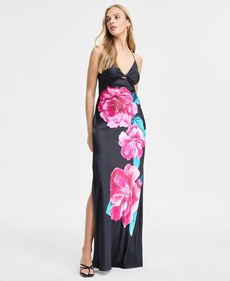 Juniors' Floral Print Sleeveless Column Gown, Created for Macy's