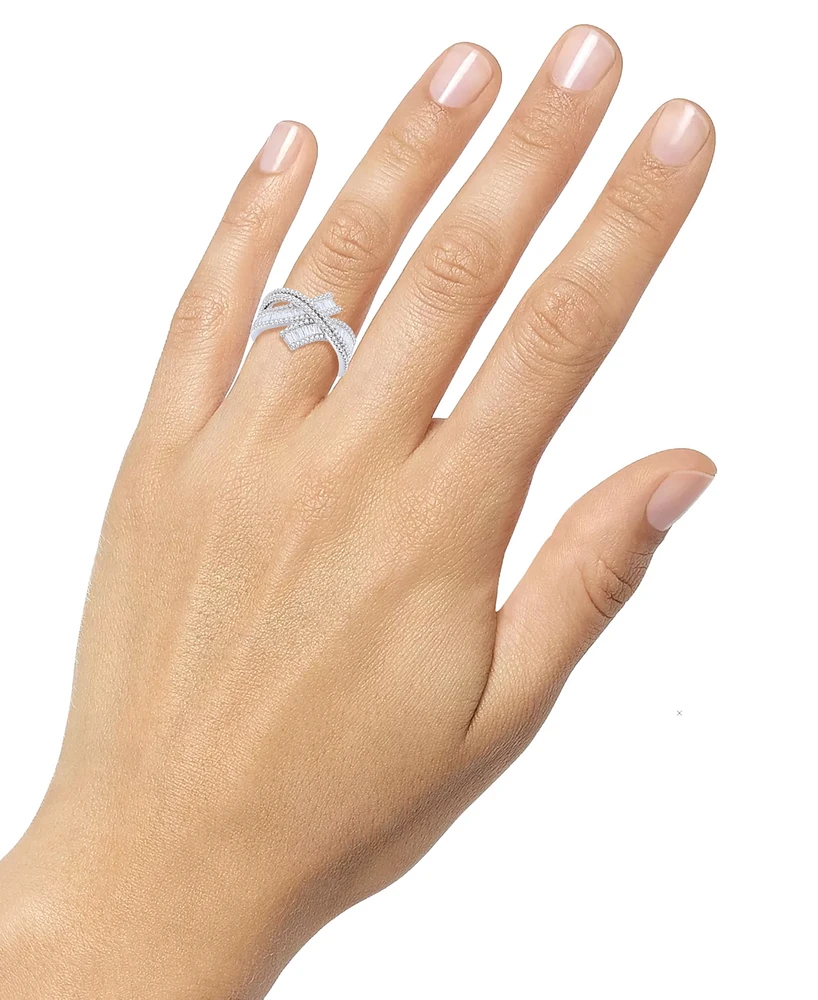Diamond Crossover Ring (1 ct. t.w.) in 14k White Gold