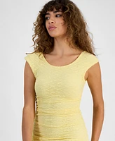 Bar Iii Women's Cap-Sleeve Side-Slit Lace Maxi Dress, Exclusively at Macy's