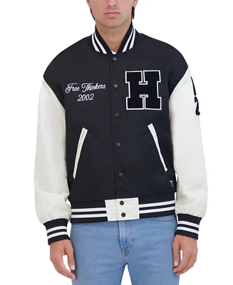 Hudson Men's Lightweight Satin Nylon Varsity Jacket