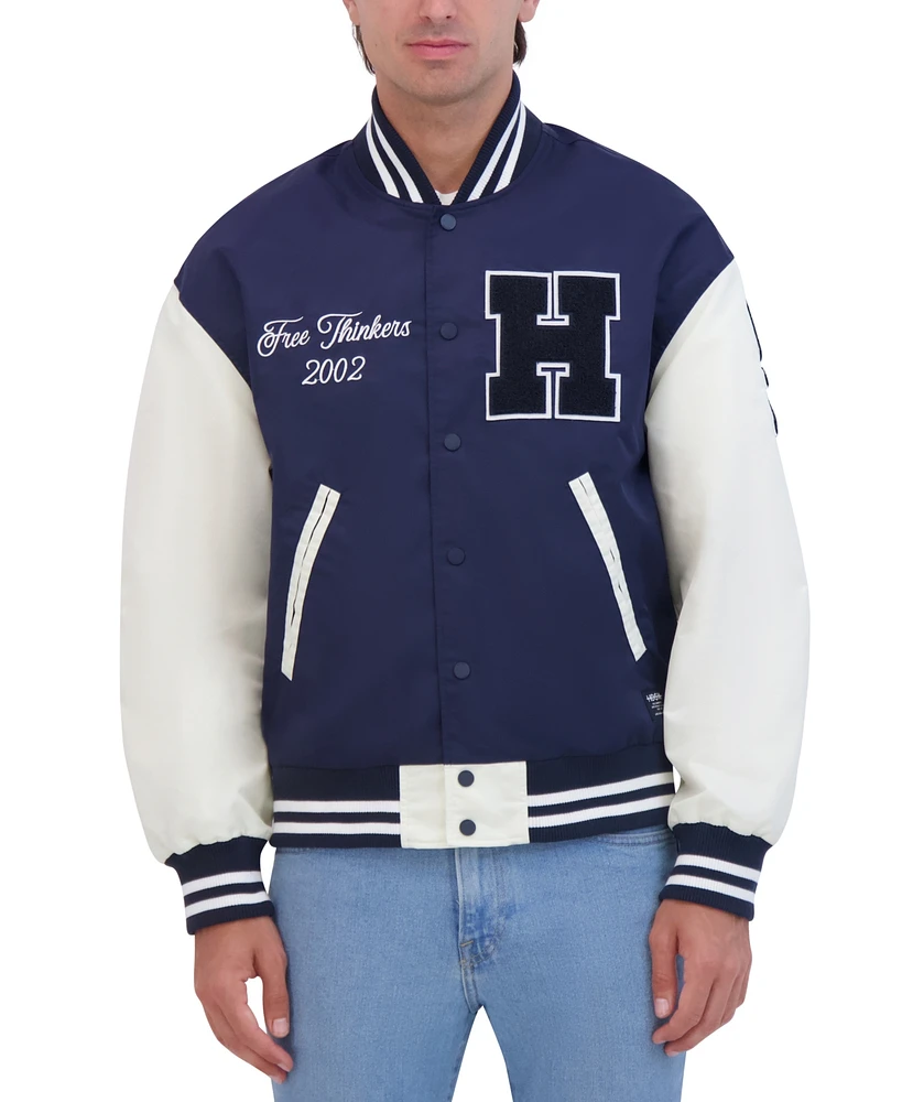 Hudson Men's Lightweight Satin Nylon Varsity Jacket