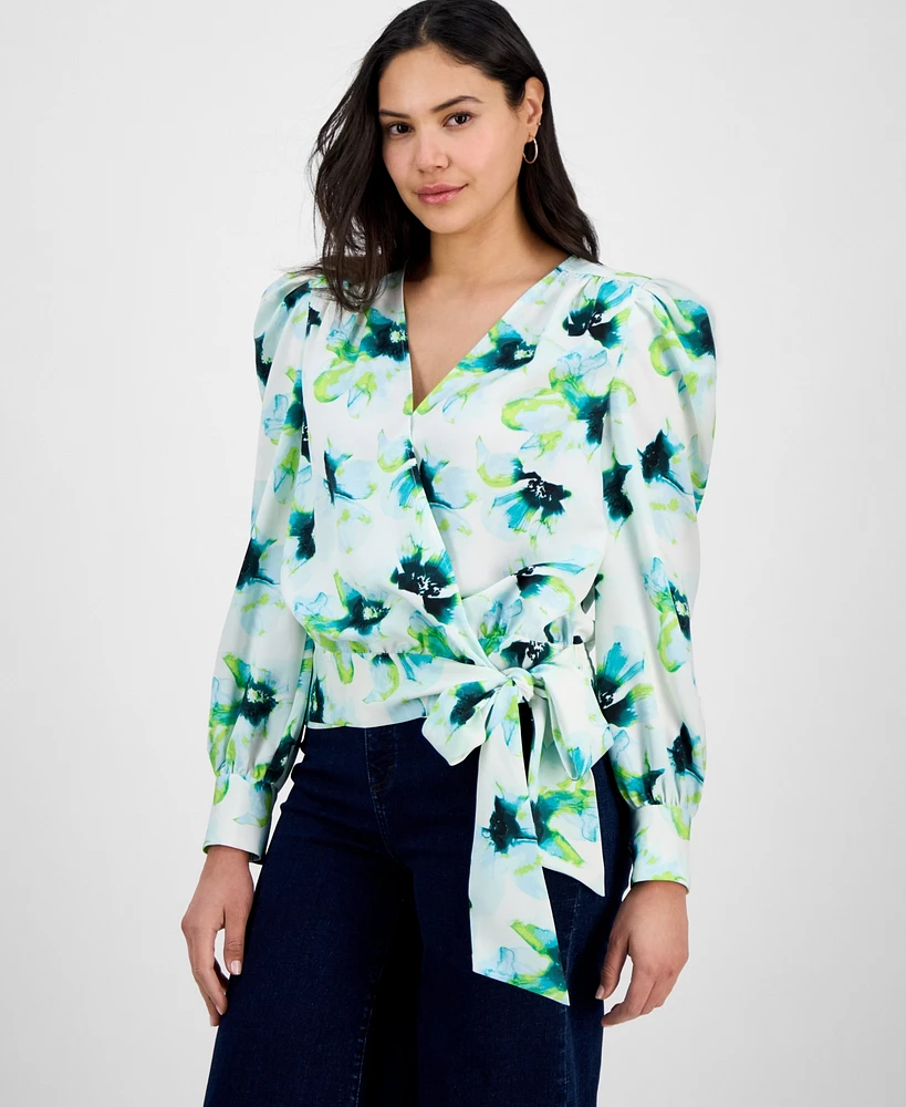 I.n.c. International Concepts Women's Printed Puff-Sleeve Blouse, Exclusively at Macy's