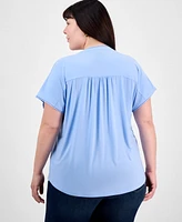Jones New York Plus Size Split-Neck Henley Top