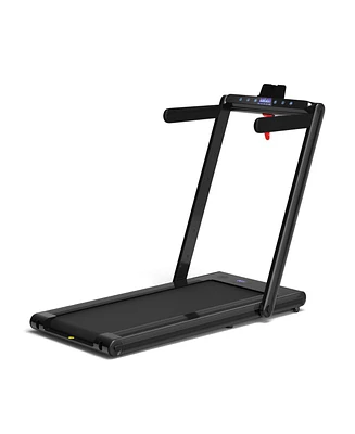 2-in-1 Folding Treadmill with Dual Led Display for Home and Office Use